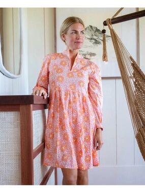 Marea Olympia dress - Floral Pink & Orange Long-Sleeve Shift Dress
